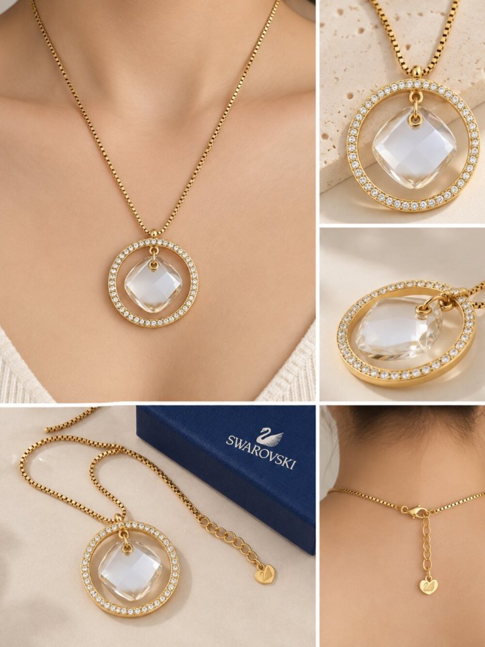 Like New Swarovski Etoile Gold Tone Pendant Necklace